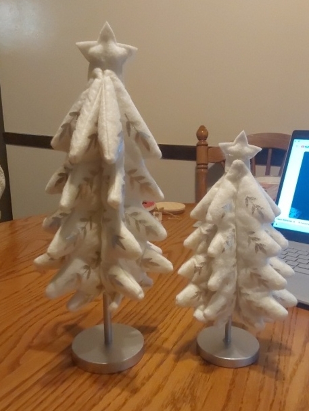 White Fabric Decorative Christmas Tree Set